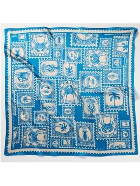 New! Anthropologie Color Icon Blue Crab Hair Bag Scarf (28”) NWT